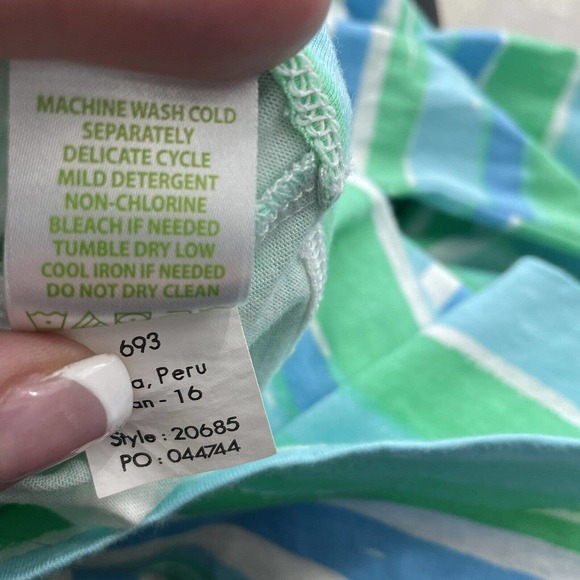 Lilly Pulitzer Sea Scape Linden 3/4 Sleeves Blue Green Striped Dress Women’s XXS - Picture 5 of 12